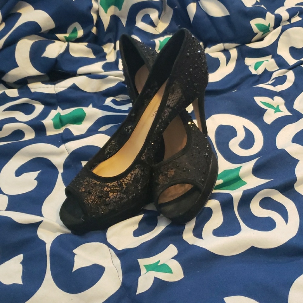Black sparkle heels